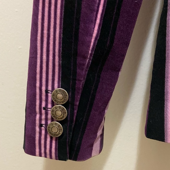 VINTAGE A.B.S Allen Schwartz Striped Velvet Blazer - Size XS - Picture 5 of 8